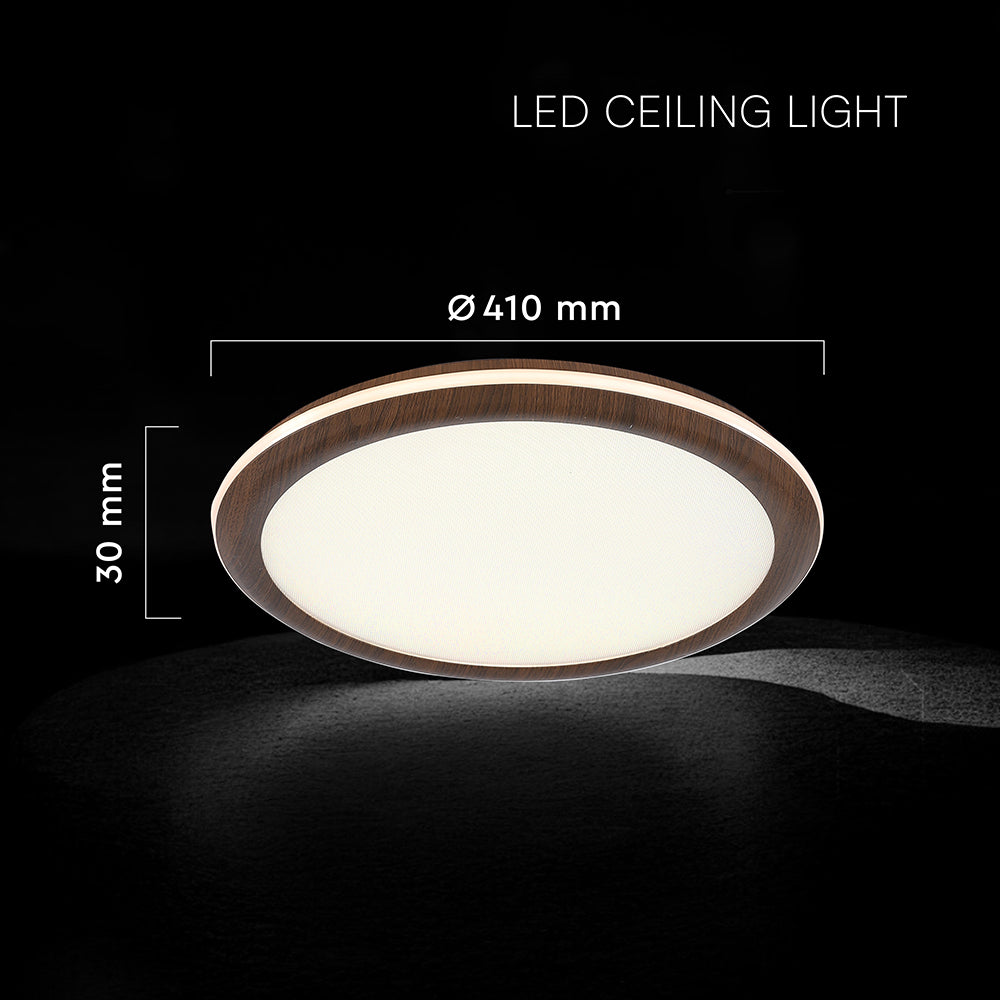 36W Dekoracyjna lampa sufitowa LED / Barwa: 3w1 / Sterowanie: Pilot / Obudowa: Drewno / IP20