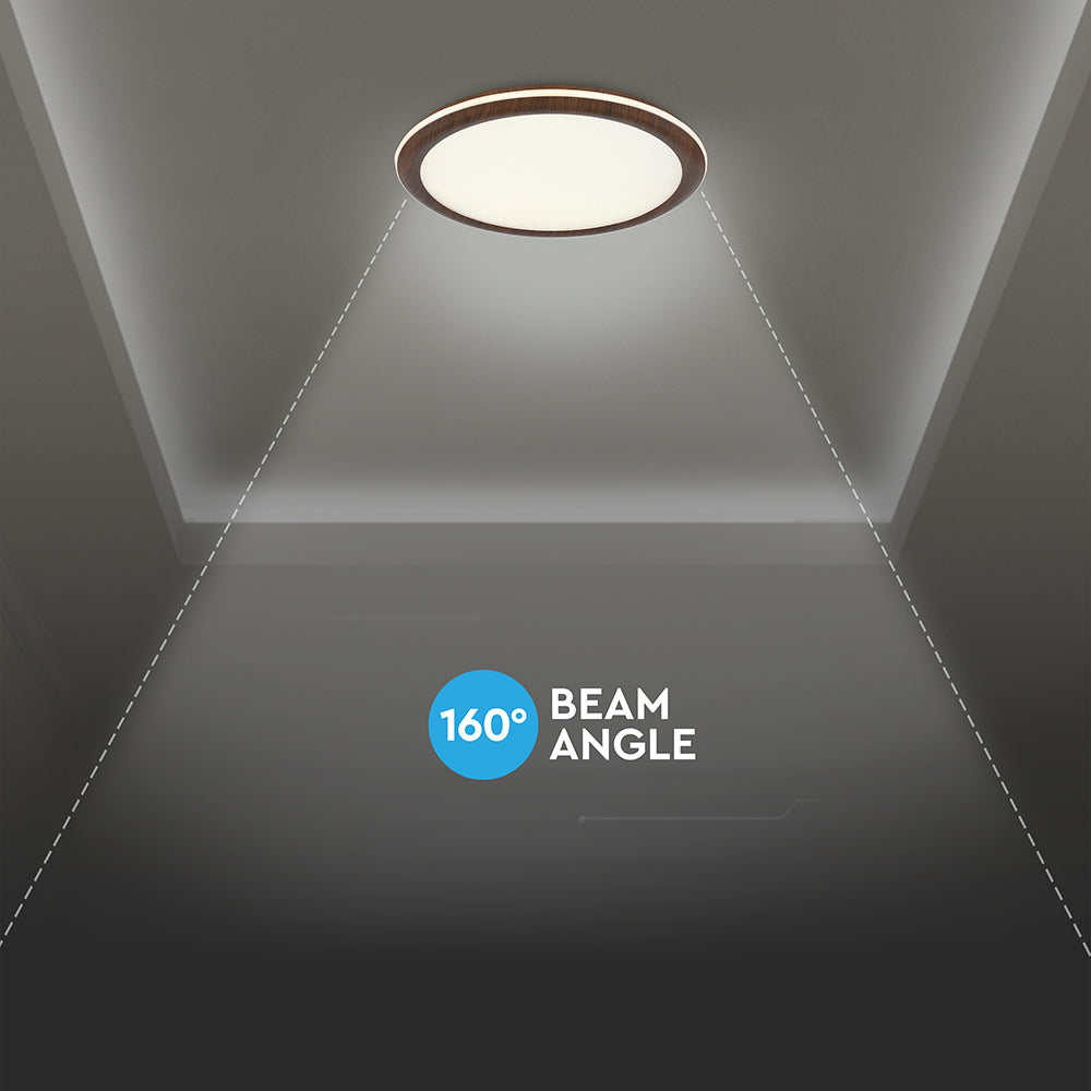 36W Dekoracyjna lampa sufitowa LED / Barwa: 3w1 / Sterowanie: Pilot / Obudowa: Drewno / IP20