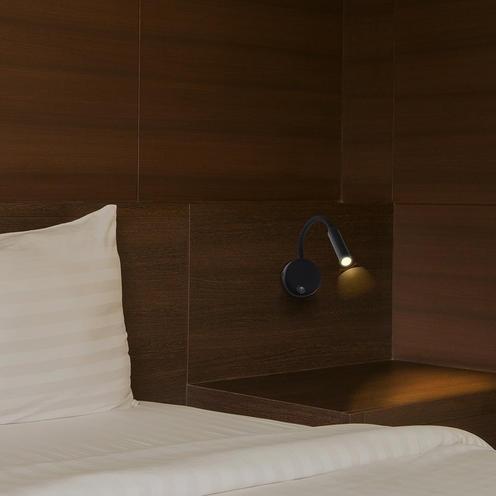 3W Hotelowa lampa ścienna / Chip CREE / Barwa: 3000K / Kolor: Czarny