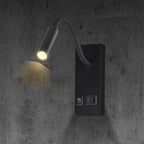 3W Hotelowa lampa ścienna USB / Chip CREE / Barwa: 3000K / Kolor: Czarny
