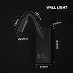3W Hotelowa lampa ścienna USB / Chip CREE / Barwa: 3000K / Kolor: Czarny