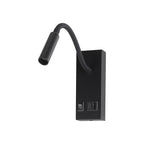 3W Hotelowa lampa ścienna USB / Chip CREE / Barwa: 3000K / Kolor: Czarny