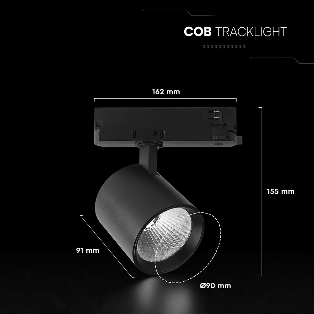 30W Lampa LED na szynoprzewód / Chip CREE / Barwa: 3000K / 6 lat gwarancji / Obudowa: Czarna
