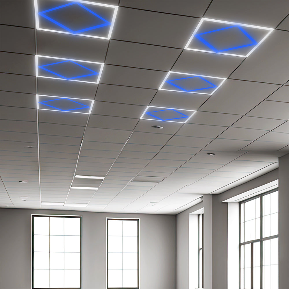 64W Panel LED Ramowy diament 600x600mm / Zasilacz LIFUD / FLICKER FREE / Barwa: 6500K + Niebieski / Opakowanie: 6szt.