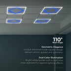 64W Panel LED Ramowy diament 600x600mm / Zasilacz LIFUD / FLICKER FREE / Barwa: 6500K + Niebieski / Opakowanie: 6szt.