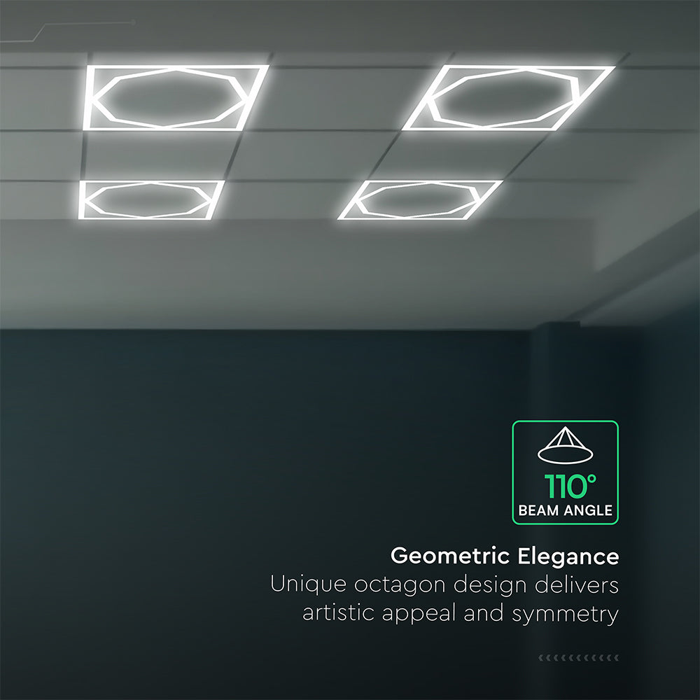 72W Panel LED Ramowy Ośmiokąt 600x600mm / Zasilacz 2xLIFUD / FLICKER FREE / Barwa: 6500K / Opakowanie: 6szt.