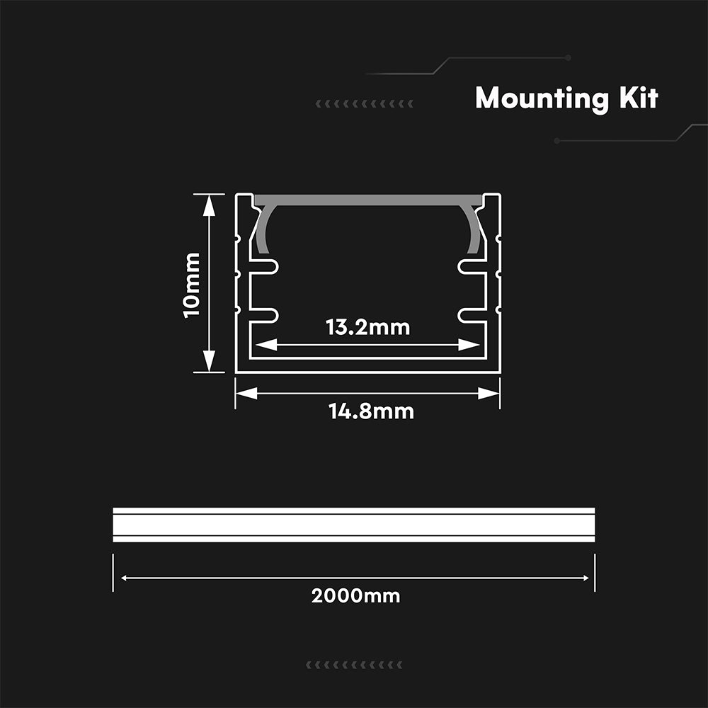 Profil Aluminiowy do paska LED na powierzchniowy / 2000x14.8x10mm / Kolor: Aluminium