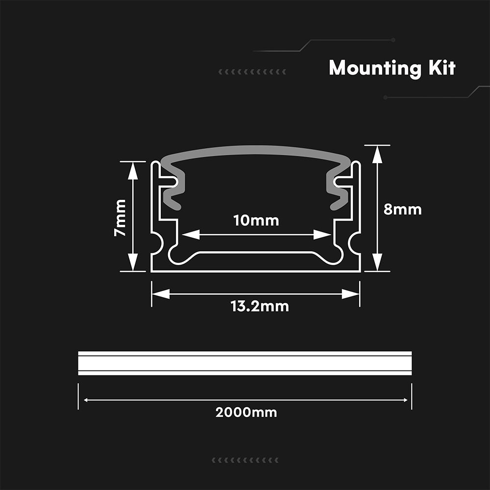 Profil Aluminiowy do paska LED na powierzchniowy / 2000x13.2x7mm / Kolor: Aluminium