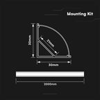 Profil Aluminiowy do paska LED na powierzchniowy narożny / 2000x30x30mm / Kolor: Aluminium