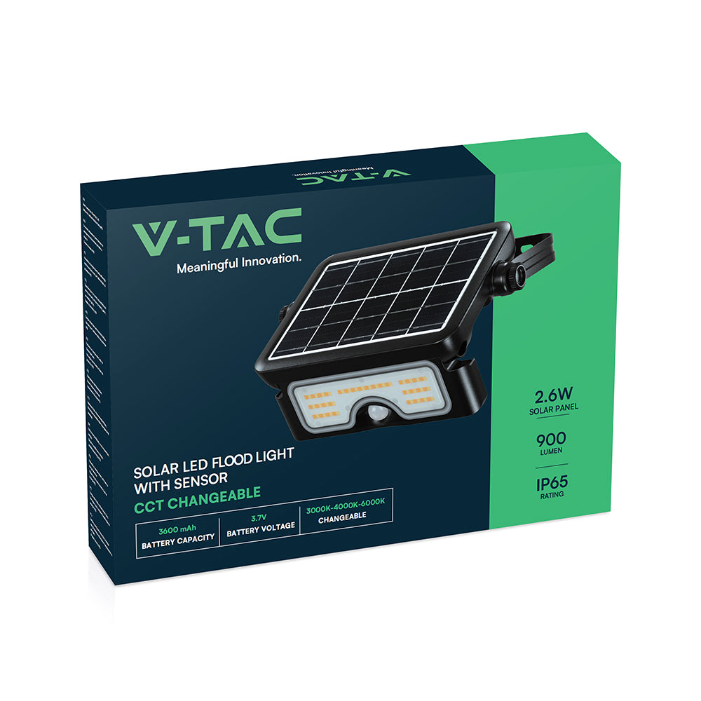 7W Naświetlacz LED solarny z czujnikiem ruchu / Barwa:3w1 / Obudowa: Czarna