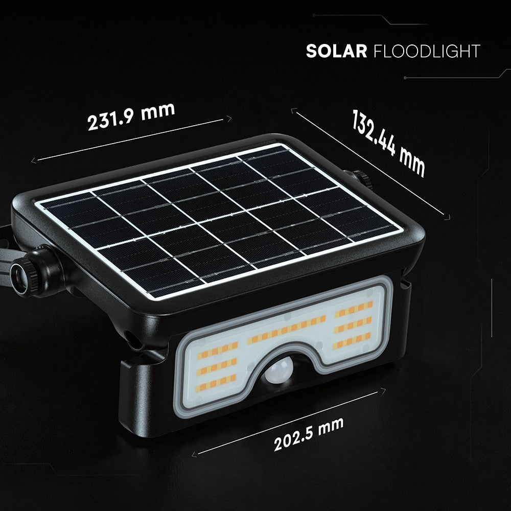 7W Naświetlacz LED solarny z czujnikiem ruchu / Barwa:3w1 / Obudowa: Czarna