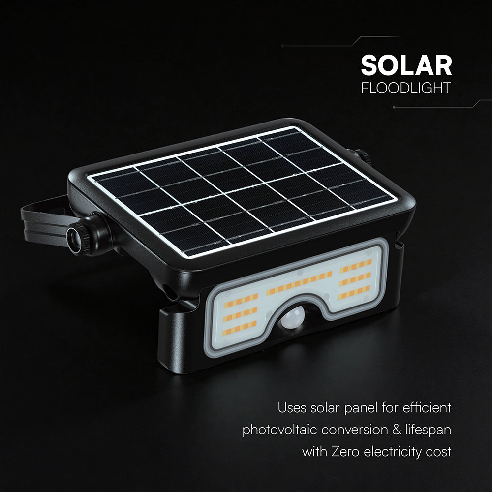 7W Naświetlacz LED solarny z czujnikiem ruchu / Barwa:3w1 / Obudowa: Czarna