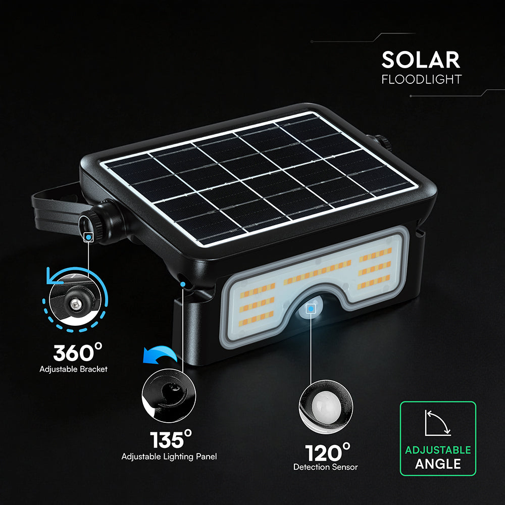 7W Naświetlacz LED solarny z czujnikiem ruchu / Barwa:3w1 / Obudowa: Czarna