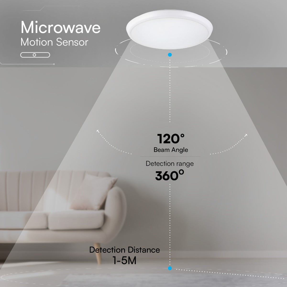 VT-8179 LED DOME LIGHT WITH MICROWAVE SENSOR CREE CHIP 5IN1 POWER /CCT IP65 6 YEARS WTY