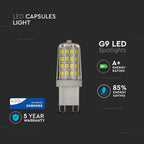 3W G9 Żarówka LED / Chip SAMSUNG / Barwa:3000K / Trzonek:G9