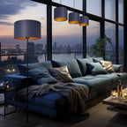 żyrandol Arden listwa, black, cylinder shade dia 180, h 150 navy blue/gold 3xE27