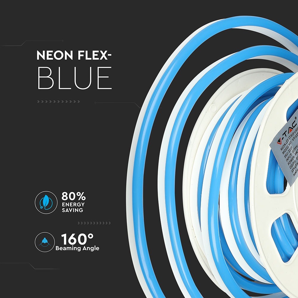 NEON FLEX / Barwa: Niebieski / Zasilanie: 24V / Rolka:10m