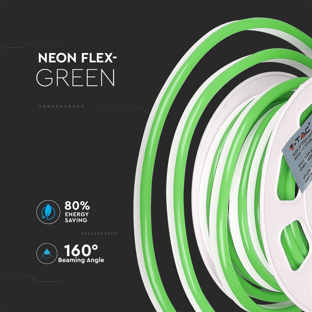 NEON FLEX / Barwa: Zielony / Zasilanie: 24V / Rolka:10m
