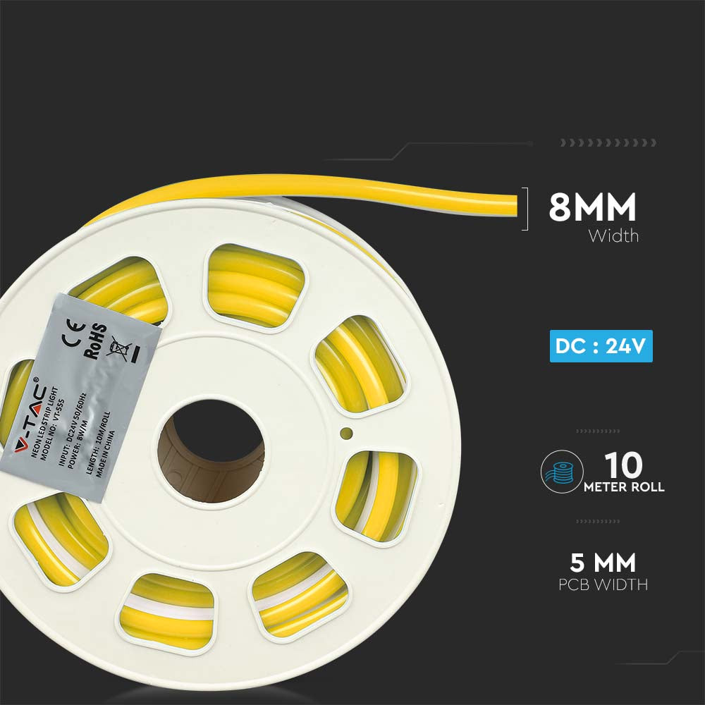 NEON FLEX / Barwa: Żółty / Zasilanie: 24V / Rolka:10m