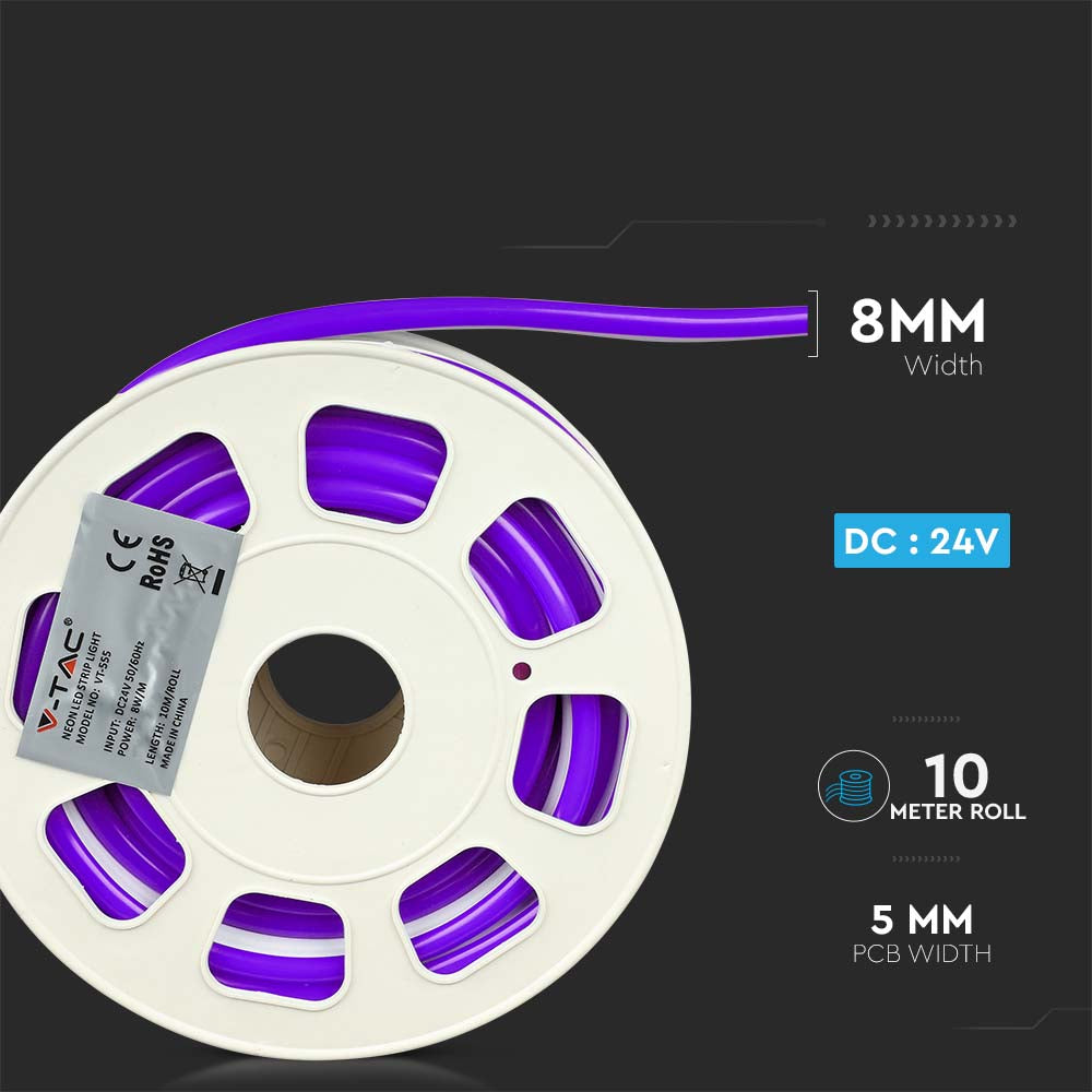 NEON FLEX / Barwa: Fioletowy / Zasilanie: 24V / Rolka:10m