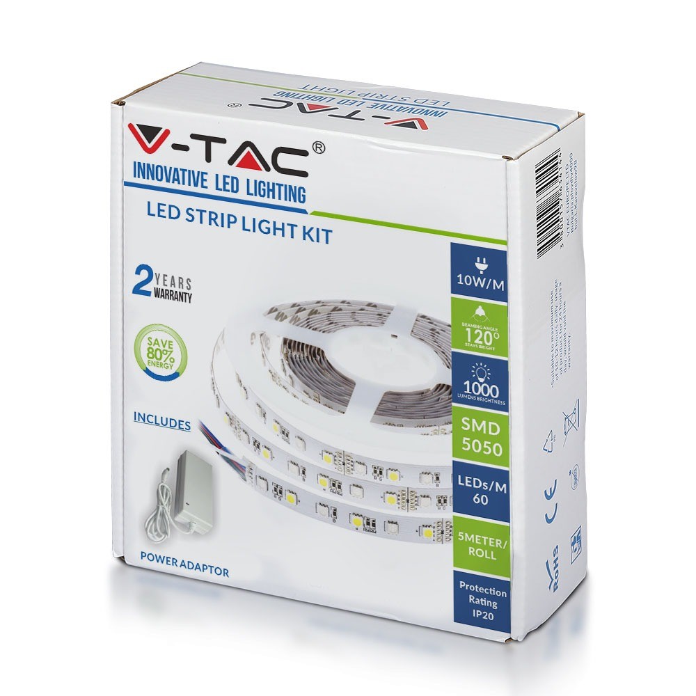 Zestaw Taśma LED z zasilaczem / Barwa:6000K / IP20 / Rolka:5m