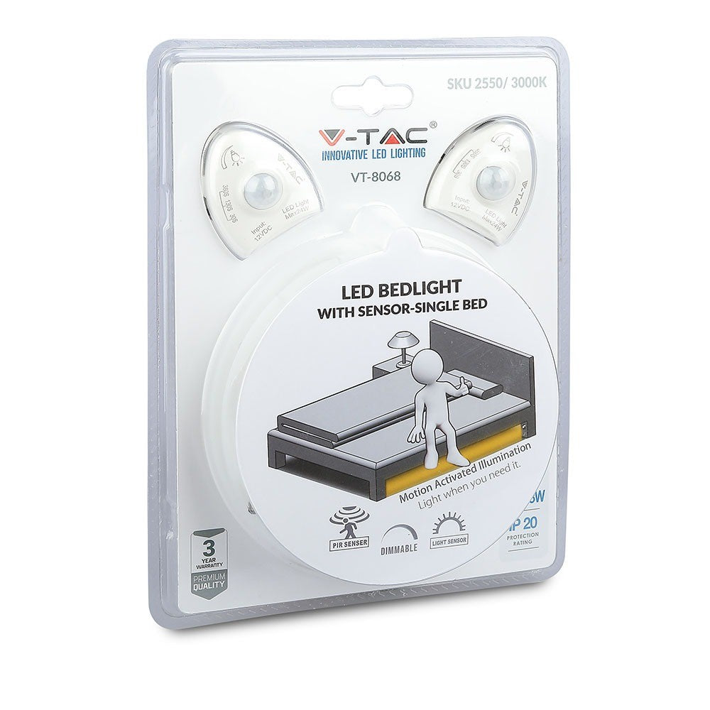 6W Zestaw Taśma LED z dwoma czujnikami ruchu / Barwa:3000K / Rolaka:1,5m