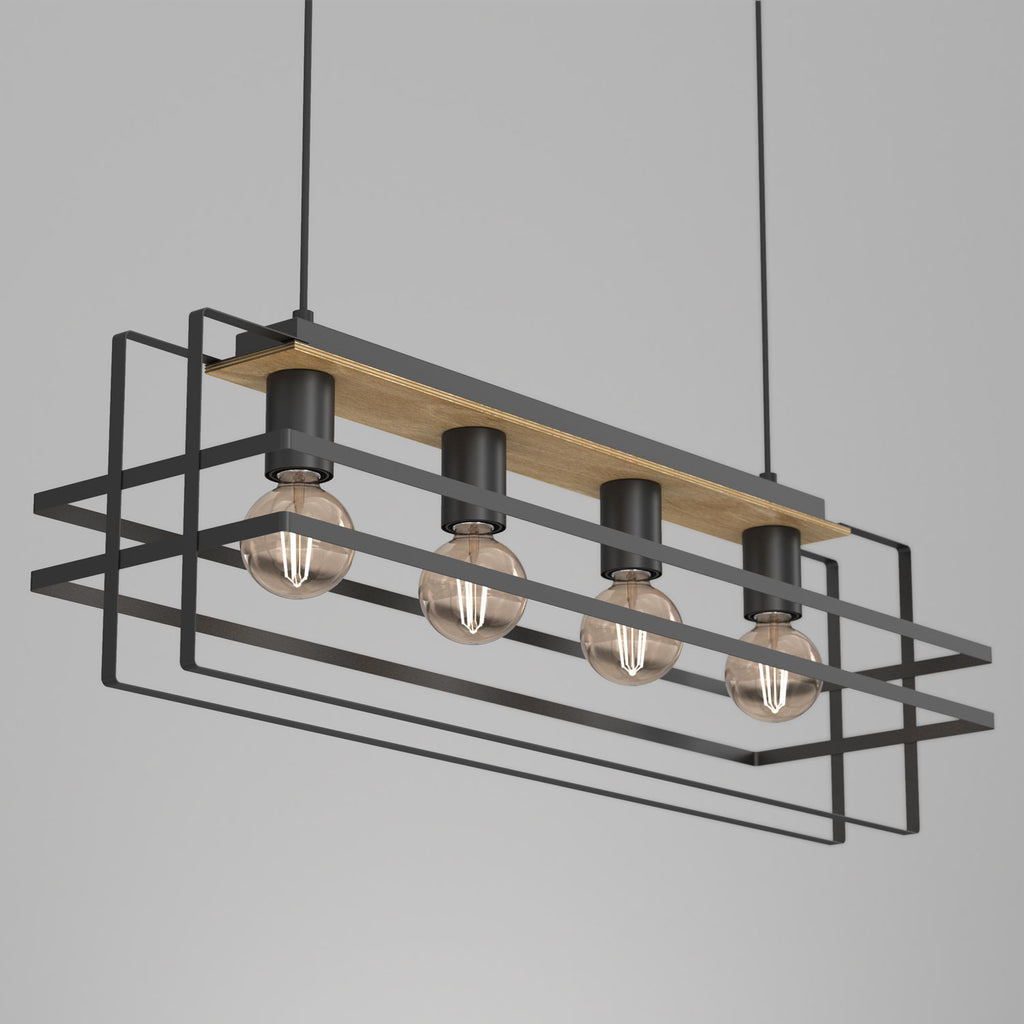 żyrandol Kortez black/wood 4xE27