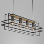 żyrandol Kortez black/wood 4xE27