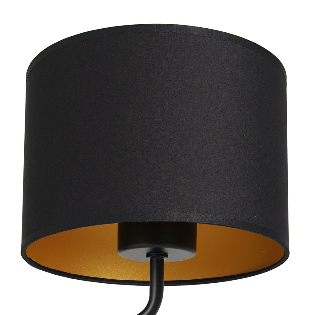 kinkiet Arden black, cylinder shade dia 180, h 150 black/gold 1xE27