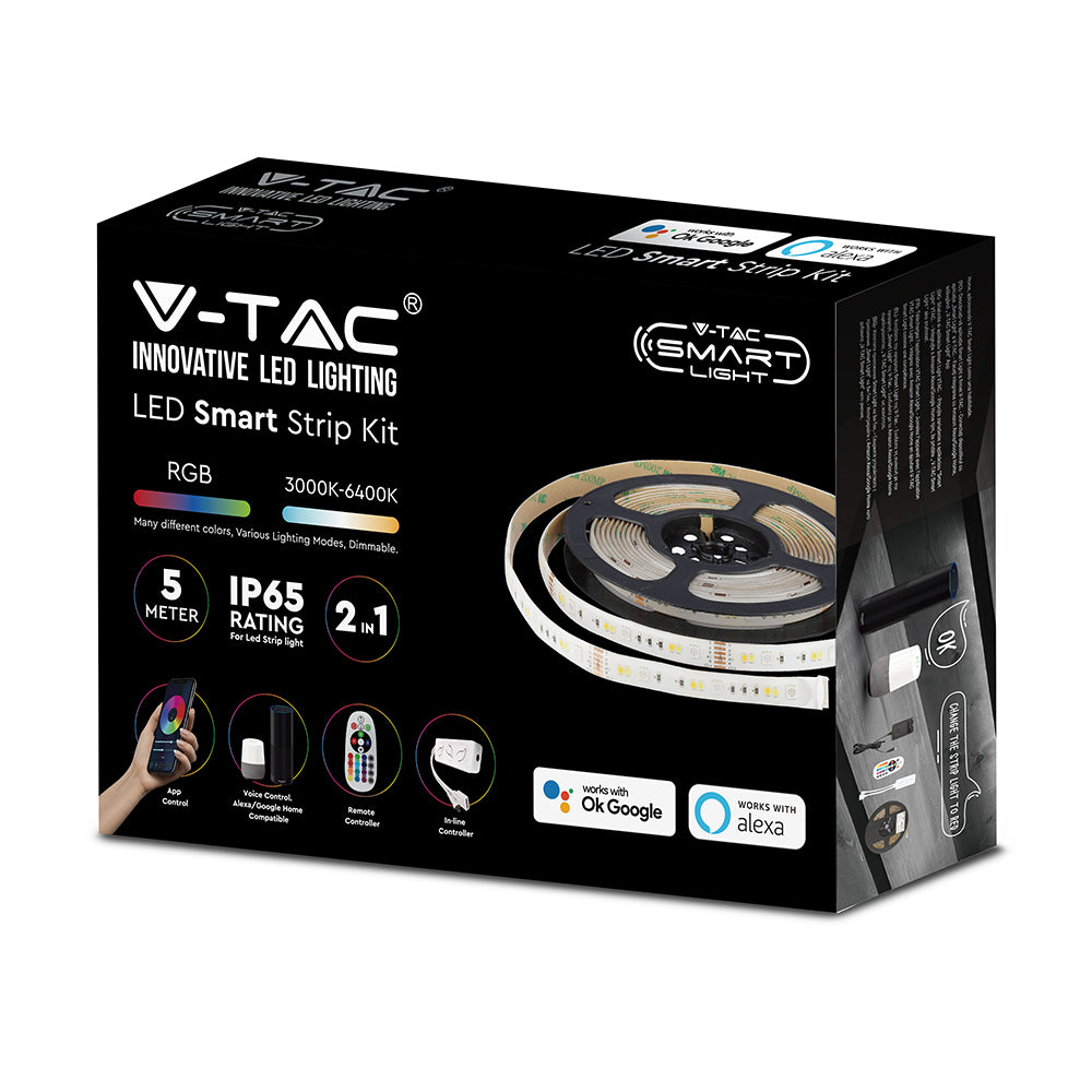 28W Zestaw Taśma LED z zasilaczem i pilotem / Kompatybilny z Amazon Alexa i Google Home / Barwa: RGBW/ IP65 (BS Wtyczka)