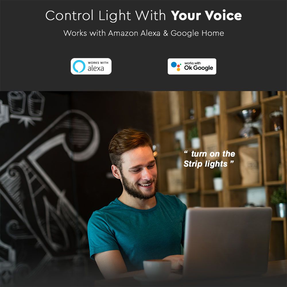 28W Zestaw Taśma LED z zasilaczem i pilotem / Kompatybilny z Amazon Alexa i Google Home / Barwa: RGBW/ IP65 (BS Wtyczka)