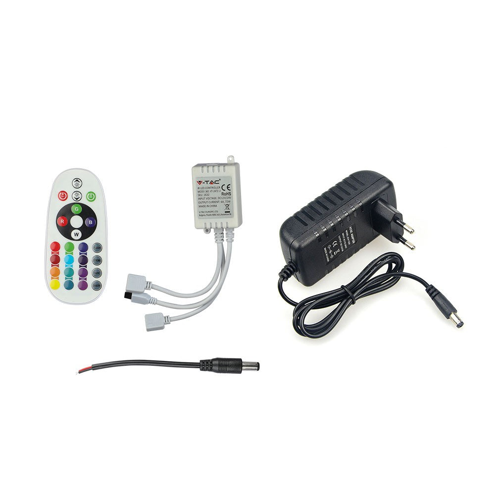 Zestaw Taśma LED z zasilaczem i sterownikiem / Barwa: RGB / Wtyczka EU / IP20 / Rolaka:2x5m