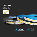 Taśma LED COB / Barwa:6000K / Zasilanie: 24V / IP20 / Rolka:5m