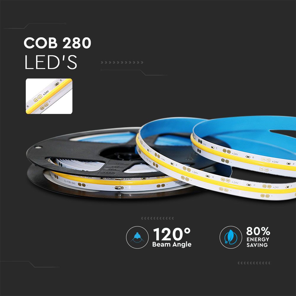 Taśma LED COB / Barwa:3000K / Zasilanie: 24V / IP20 / Rolka:5m