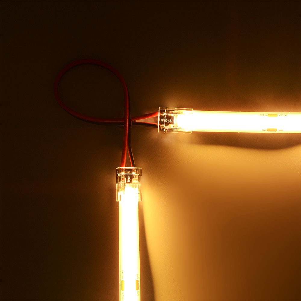 Złączka do taśm LED COB 8mm / kątowa z przewodem / IP2