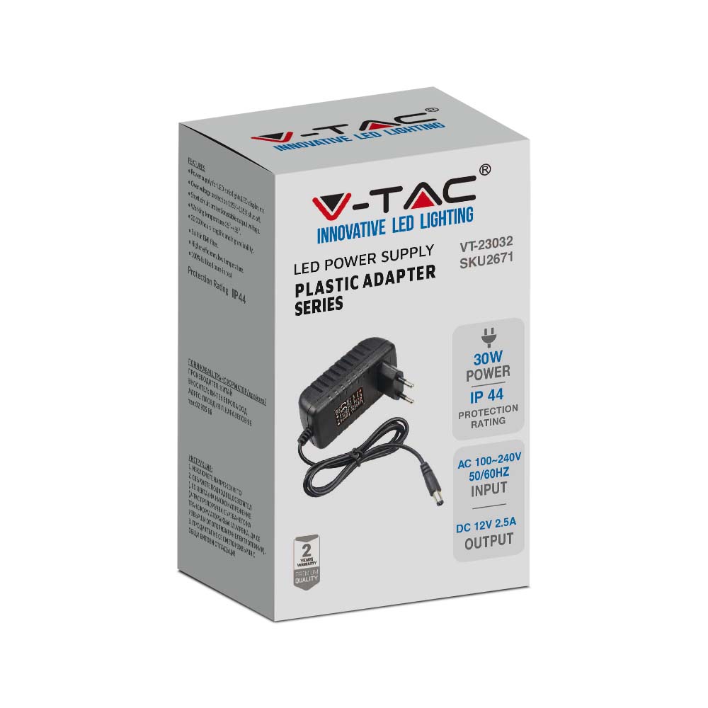30W Zasilacz LED / Zasilanie:12V 2.5A / IP44