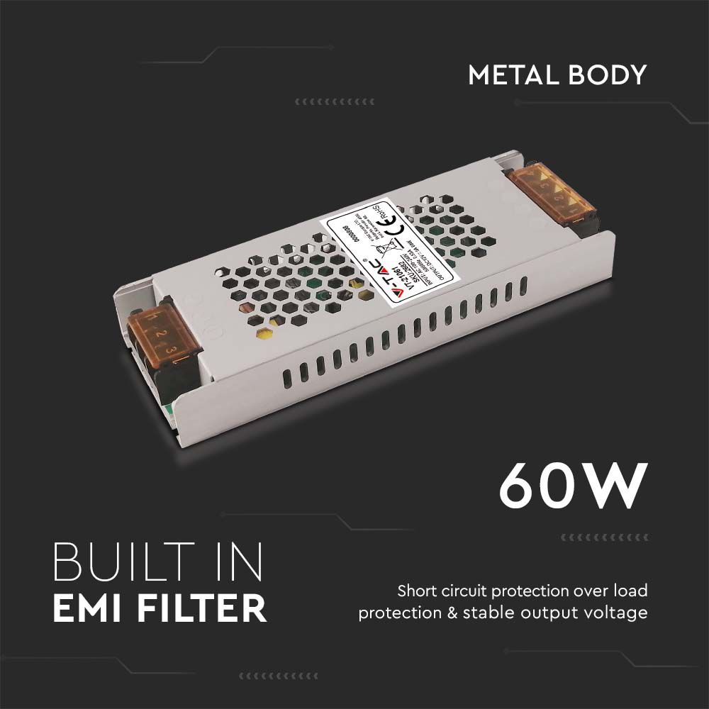 60W Zasilacz LED / Zasilanie:12V 5A / IP20