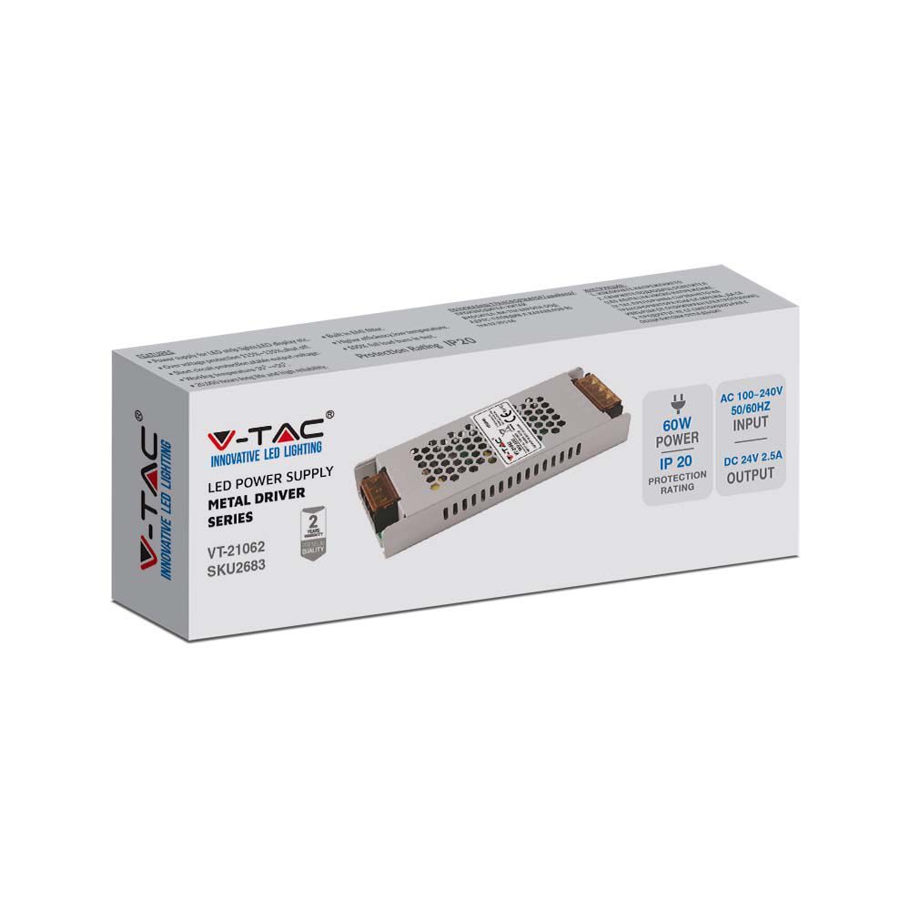 60W Zasilacz LED / Zasilanie:24V 2.5A / IP20