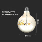 5W LED G125 Żarówka LED Filament / Klosz Bursztynowy / Barwa:2200K / Trzonek:E27