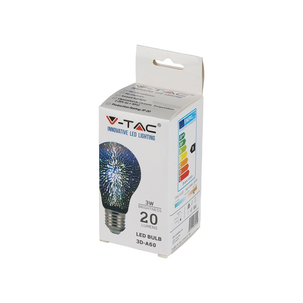 3W A60 Żarówka LED Filament 3D / Barwa:3000K / Trzonek:E27