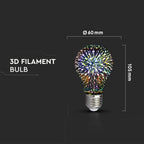 3W A60 Żarówka LED Filament 3D / Barwa:3000K / Trzonek:E27