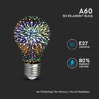 3W A60 Żarówka LED Filament 3D / Barwa:3000K / Trzonek:E27