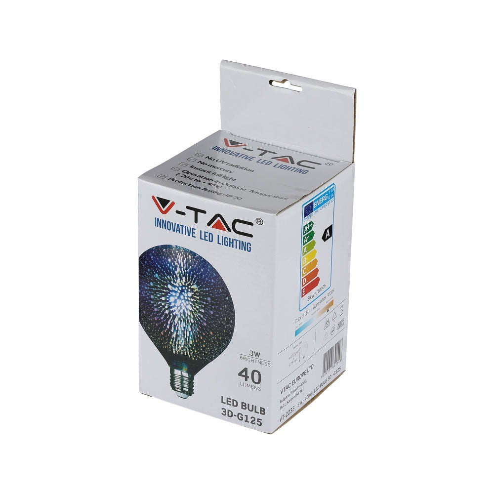 3W G125 Żarówka LED Filament 3D / Barwa:3000K / Trzonek:E27