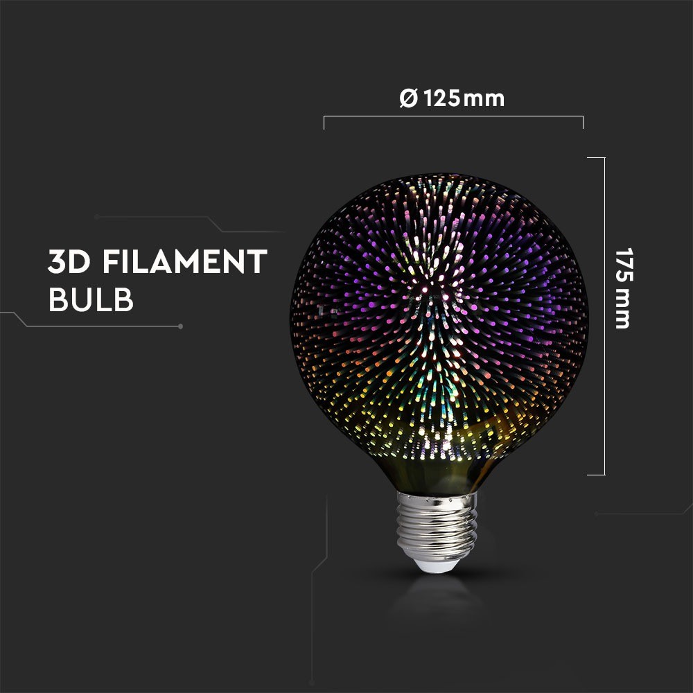 3W G125 Żarówka LED Filament 3D / Barwa:3000K / Trzonek:E27