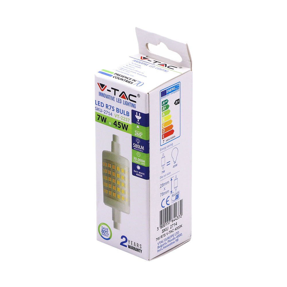 7W R7S Żarówka LED / Barwa:4000K