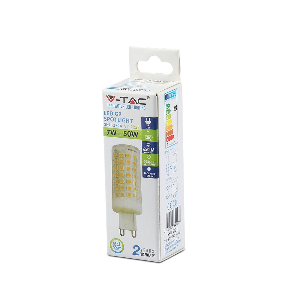7W GU10 Żarówka LED / Barwa:6400K / Trzonek:G9