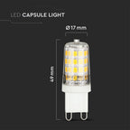 3W G9 Żarówka LED / Barwa:3000K / Trzonek:G9 / Opakowanie: 6szt.