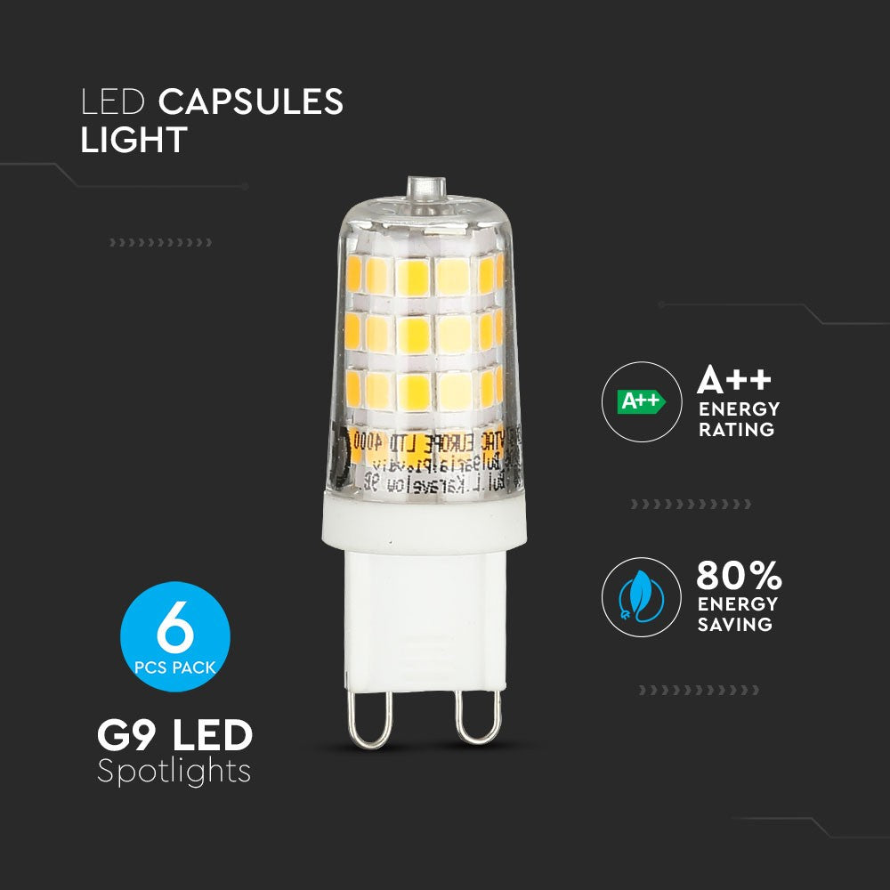 3W G9 Żarówka LED / Barwa:4000K / Trzonek:G9 / Opakowanie: 6szt.