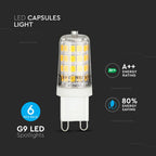 3W G9 Żarówka LED / Barwa:6400K / Trzonek:G9 / Opakowanie: 6szt.