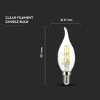 4W CF37 Żarówka LED Filament / Klosz Transparentny / Chip SAMSUNG / Barwa:2700K / Trzonek:E14